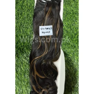 5 Clips Straight Brown with Golden Highlights(4#27) Matte Finish Premium Synthetic Hair Extensions
