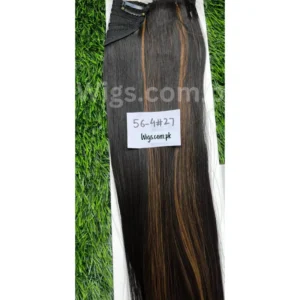 5 Clips Straight Brown with Golden Highlights(4#27) Matte Finish Premium Synthetic Hair Extensions