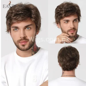 EASIHAIR Brown Men's Wigs - Short, Straight, and Heat Resistant Synthetic Wigs for Daily Natural Appeal!