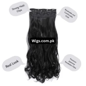 5 Clips Matte Black Curly/Wavy Premium Synthetic Hair Extensions