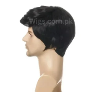 Short Black Straight Synthetic Fashion Wig Men's Fleecy Natural-Look Toupee