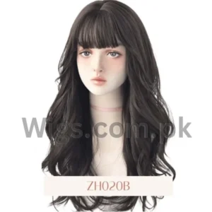 Discover the Allure of Our DARK BROWN LONG WAVY HAIR WITH BANGS WIG - Perfect for Men and Women in Pakistan!