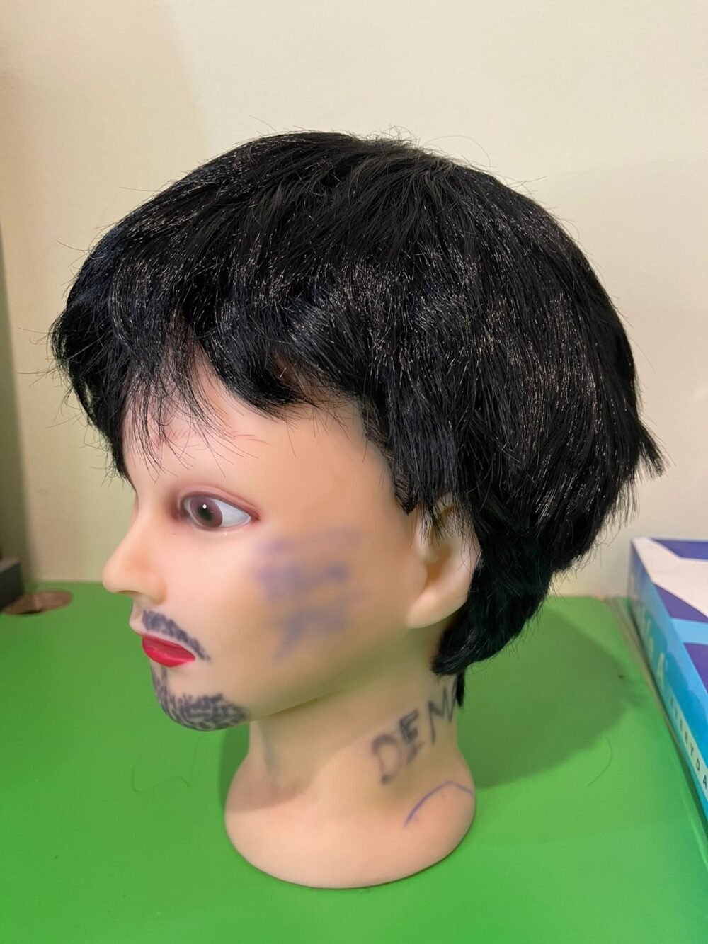 Men Black Short Hair Wig Shining